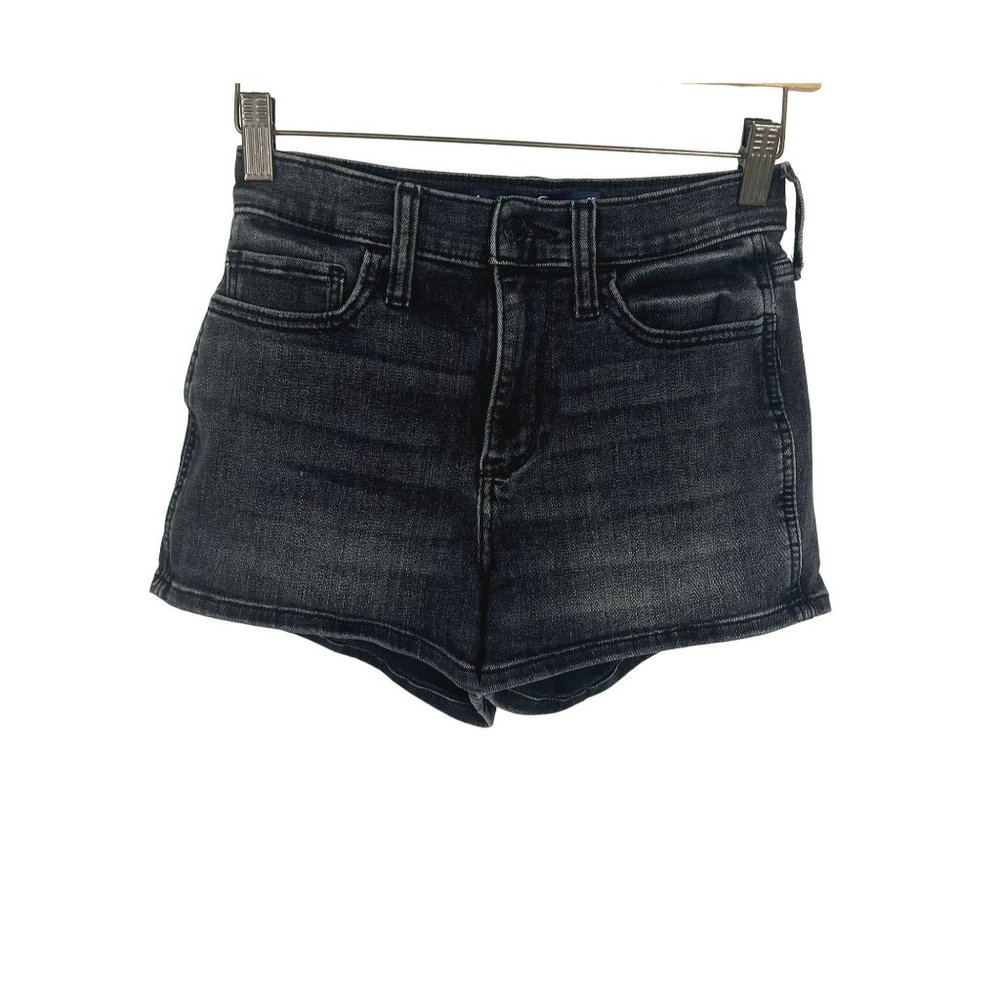 Hollister Faded Black High Rise Soft Stretch Denim Distressed Shorts 1